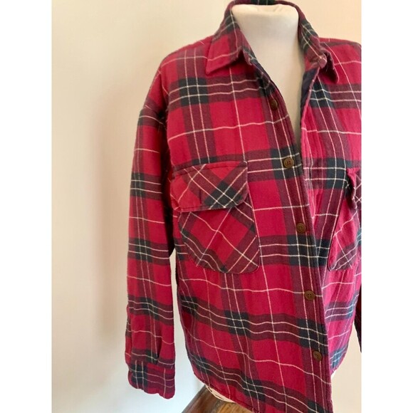 St. John's Bay VTG Barn Chore Coat Jacket Med Plaid 90s Grunge Flannel Lined - Picture 4 of 11